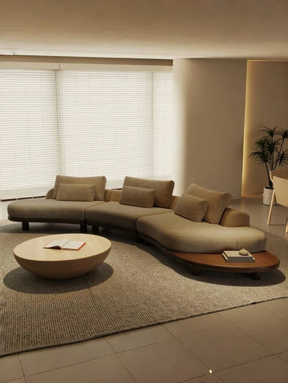 B73 Italian wabi-sabi palm beach fabric sofa living room modern simple curved light luxury, reception sofa