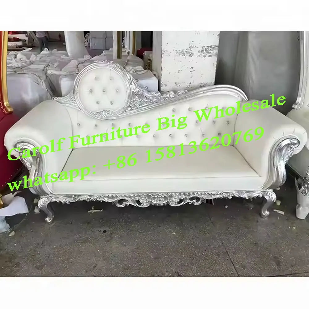 Modern European Style Luxury Golden Stainless Steel Leg King Throne Chair For Wedding Double Seat Leather Sofa for Hotel