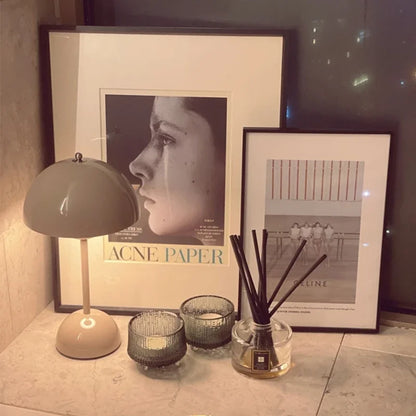 Nordic modern minimalist bedroom bedside lamp creative  flower bud cream style small table