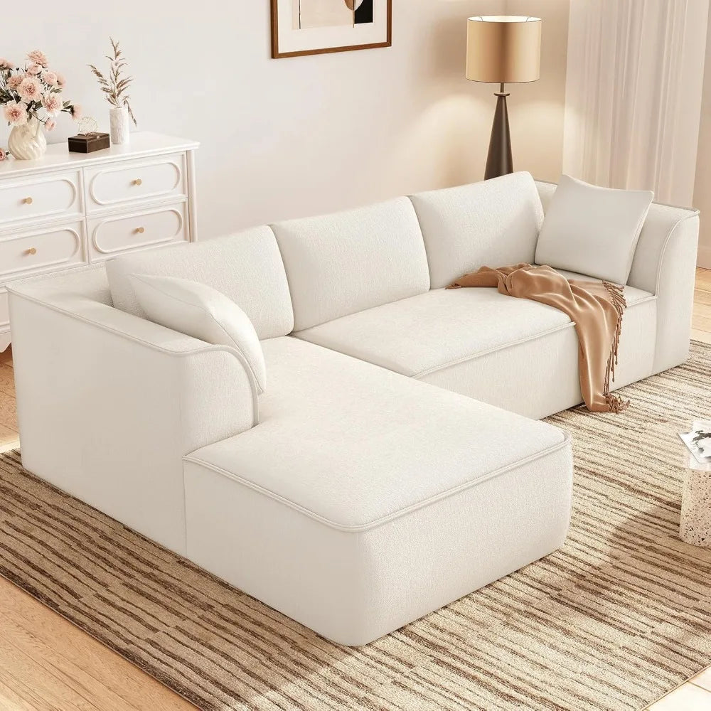 Sectional Modular Sofa with Deep Seat, Comfortable Cloud Couch, Chenille Fabric, Memory Foam, Ideal for Living Rooms