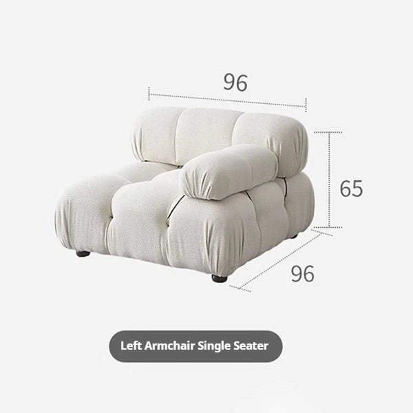 Cream Modular Sofa Set, Cat-Proof Teddy Fabric 3-Seater with Latex-Foam Fill, Imported Pine Frame, Nordic Retro Style