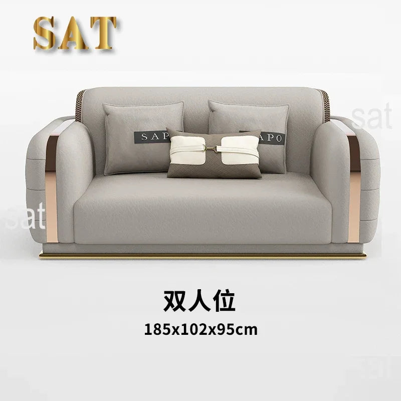 For Luxury Fancy Living Room Sofa Genuine Leather Designer Italian Sofa Loveseat Single Canape Salon De Luxe Apartment Furniture