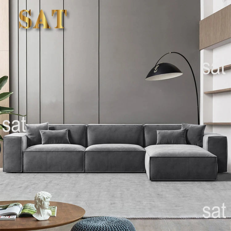 Hot Sales Modern L Shape 3 Seater Fabric Padded Seat Fabric Sofa Bed Sofa Sleeper Bed
