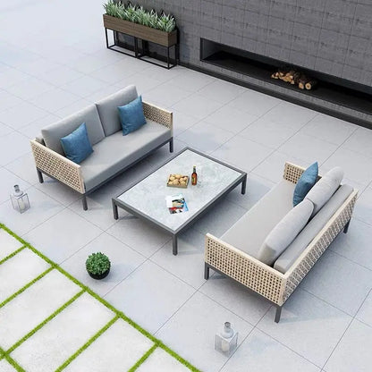 Leisure Style Outdoor Sofa Combination Living Room Balcony Open-air Leisure Rattan Weaving