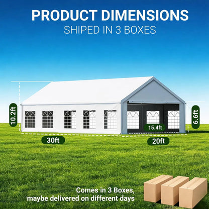 20x30ft Party Tent Heavy Duty with Removable Sidewalls White, Custom