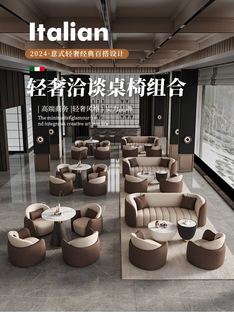 Italian Light Luxury Negotiation Sofa Hotel Lobby Meeting Area Tables And Chairs Sales Office Business Reception Sofa