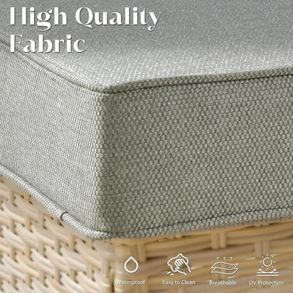 Wicker Patio Furniture Set Modern Outdoor Conversation  Sofa with Cushion and Ottomans for Garden, Poolside, Backyard