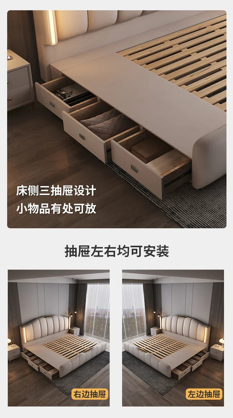 Luxury Frame Double Bed King Size Modern Living Room Frame Double Bed Queen Hotel Princess Cama De Casal Bedroom Furniture