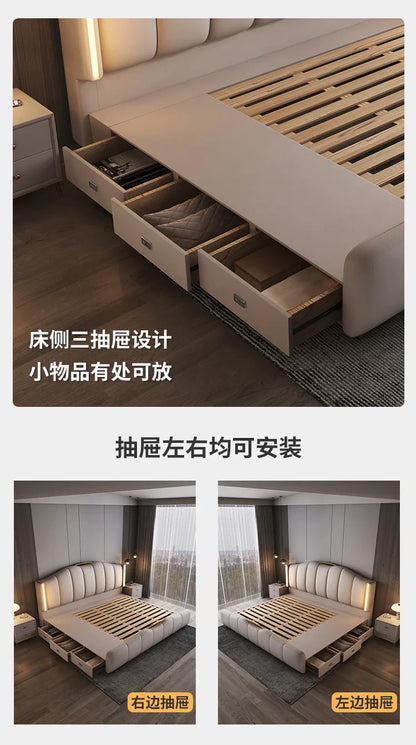Luxury Frame Double Bed King Size Modern Living Room Frame Double Bed Queen Hotel Princess Cama De Casal Bedroom Furniture