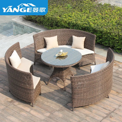 Outdoor rattan chair three-piece balcony leisure rattan table and chair creative rattan chair combination courtyard garden
