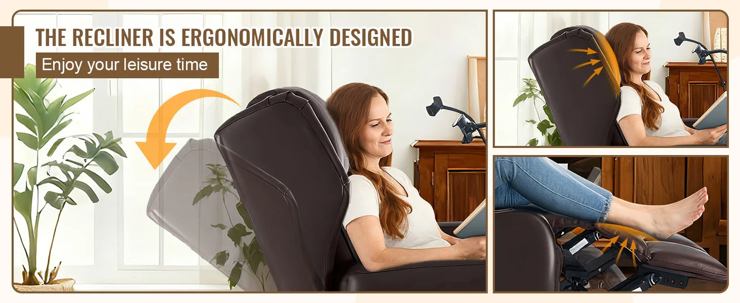 Redlife Loveseat Electric Recliner Sofa for Seniors, Massage & Heat,Dual Motor,350LBS Capacity,Cat-Claw Leather,For Living Room