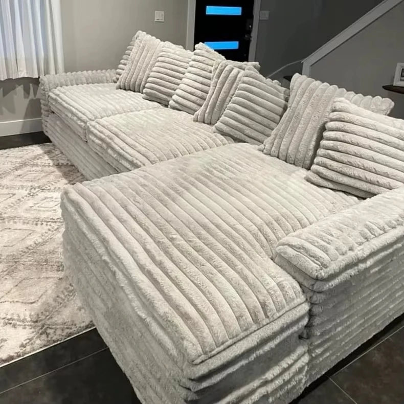 Luxury Living Room Furniture Waterproof Velvet Fabric Modular Sectional Sofa In Box Vacuum Compression Sofa Sets Hotel Villa