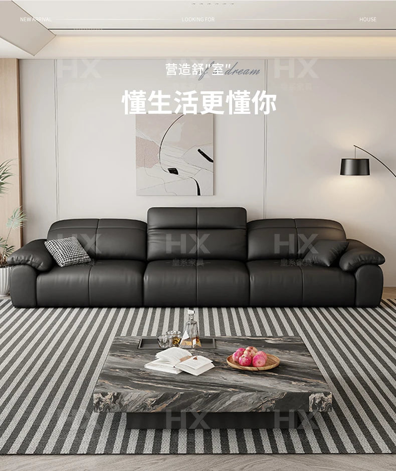 Genuine Leather Black Sofa Recliner Sectional Sleep Luxury Designer Sofa Daybed Modern Divano Soggiorno Couches Furniture