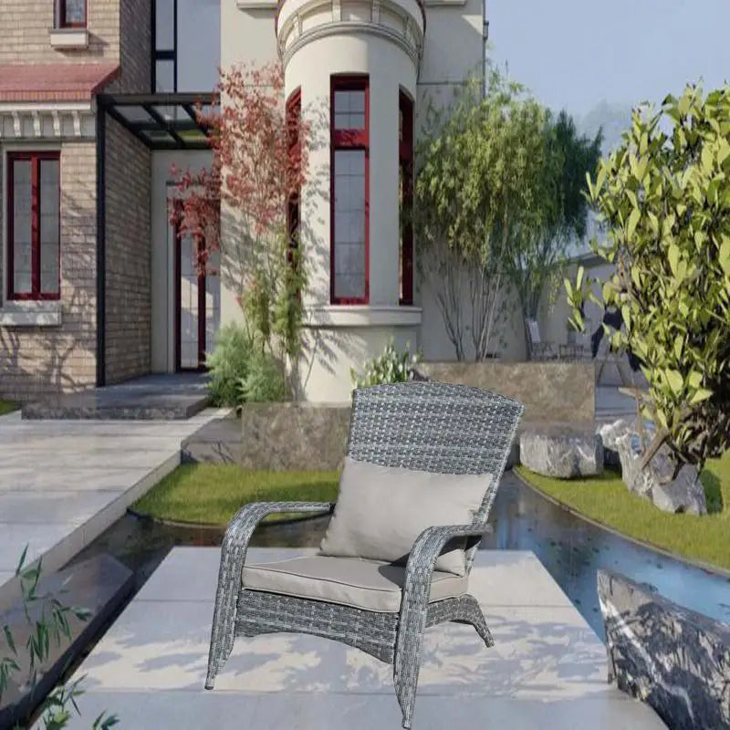 Patio Chair with Grey Cushions - Comfortable Outdoor Seating with Soft Cushions for Relaxation and Style