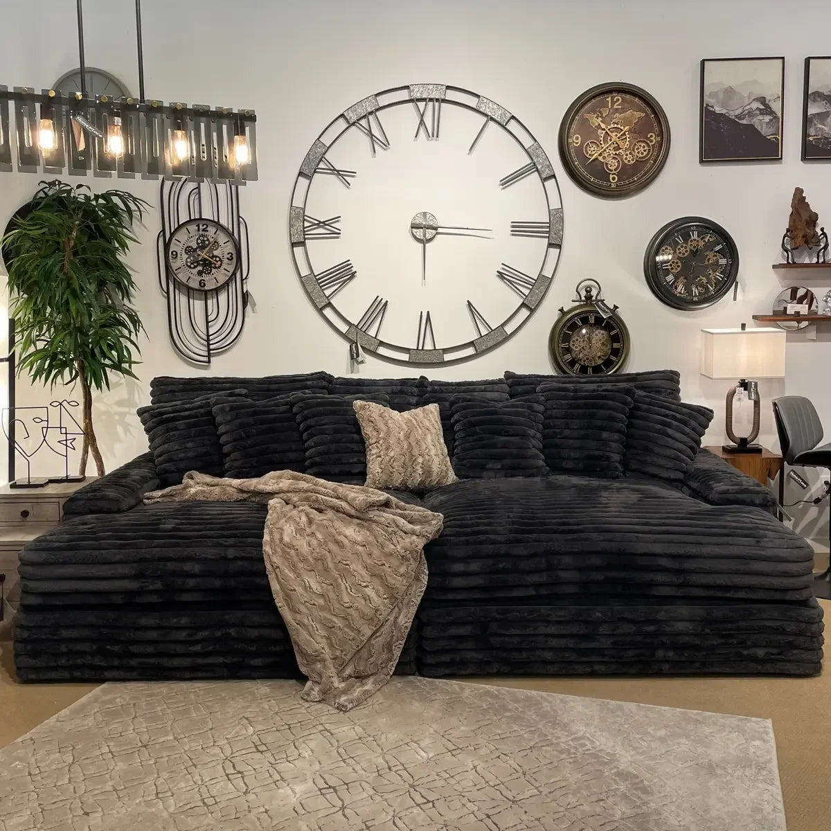 Hot Sales Thick Striped Corduroy Modular Sofa Set Furniture