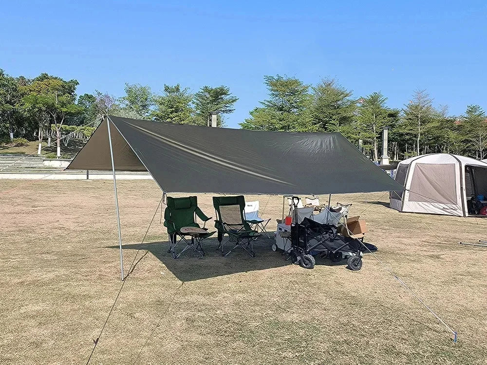 19 Hang Point Tarp Waterpoof Survival Bushcraft Sun Shelter Beach Shade Tent Outdoor Canopy Backpacking Tourist Awning 4x4 3x3m