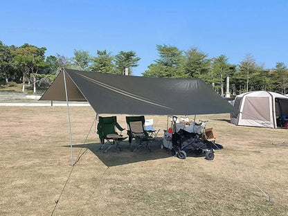 19 Hang Point Tarp Waterpoof Survival Bushcraft Sun Shelter Beach Shade Tent Outdoor Canopy Backpacking Tourist Awning 4x4 3x3m