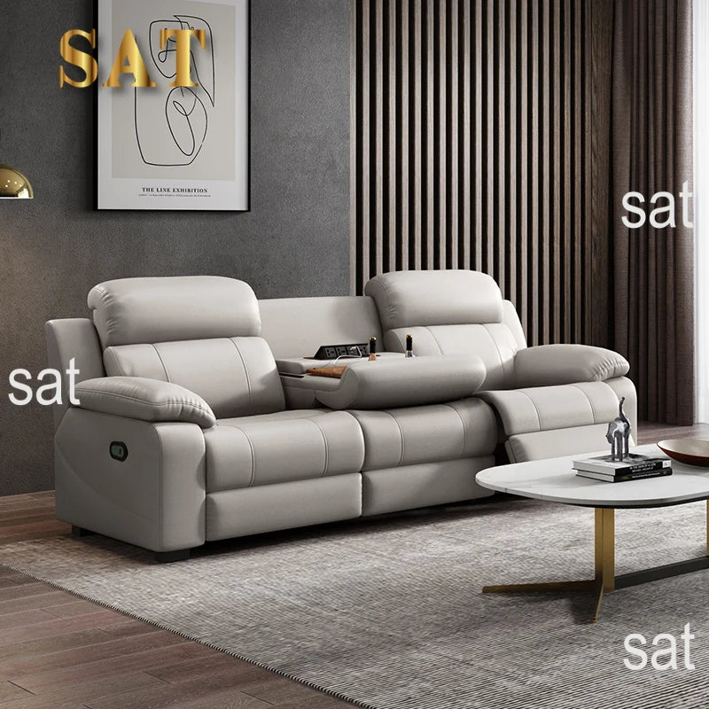 Modern 3 Seater Electric Reclining Sectional Sofa High Quality Leather Living Room Set