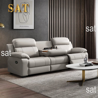 Modern 3 Seater Electric Reclining Sectional Sofa High Quality Leather Living Room Set