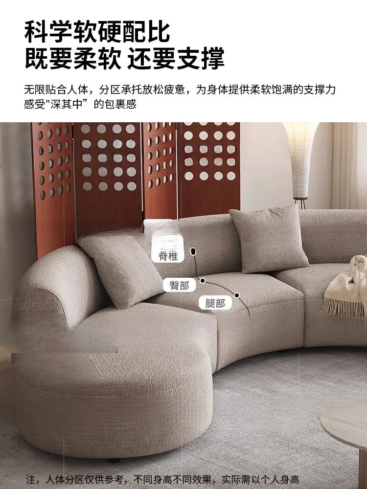 Sofa French retro medieval style curved module combination sofa wabi sandy wind large flat-floor villa fabric #