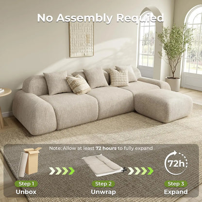 Modular Sectional Sofa Ottoman 110in L-Shape Chenille Upholstery Deep Seat Living Room No Assembly Custom