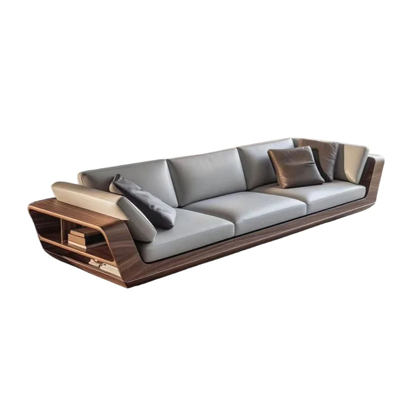 Italian minimalist, solid wood Nordic simple sofa living room villa hotel high-end straight row