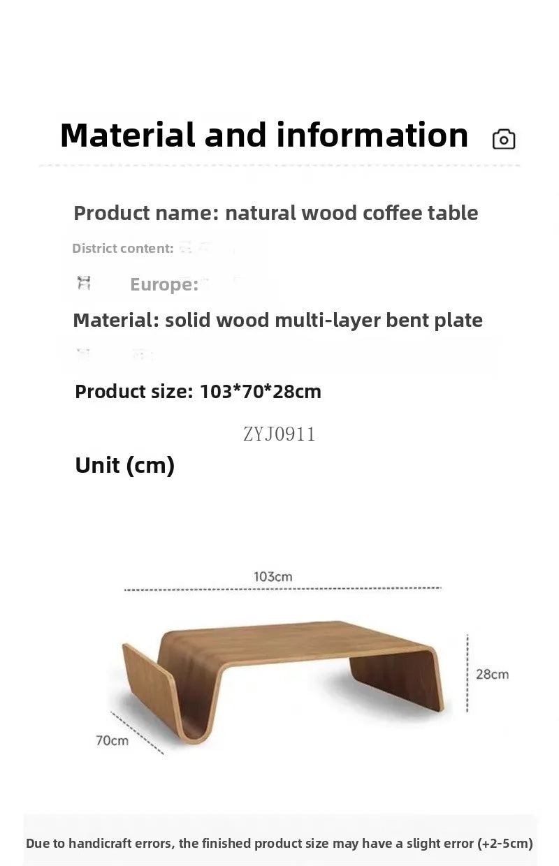 Simple living room creative coffee table coffee table Nordic medieval style big curved wood coffee table