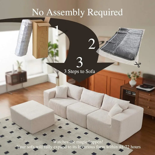 Cloud Modular Sectional Couch, Modern L Shaped Sofa, Memory Foam Compressed Sofa, Boneless Couch Perfect for Living Rooms a