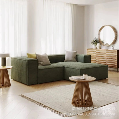 Retro corduroy tofu sofa straight row small apartment living room corner combination fabric small sofa