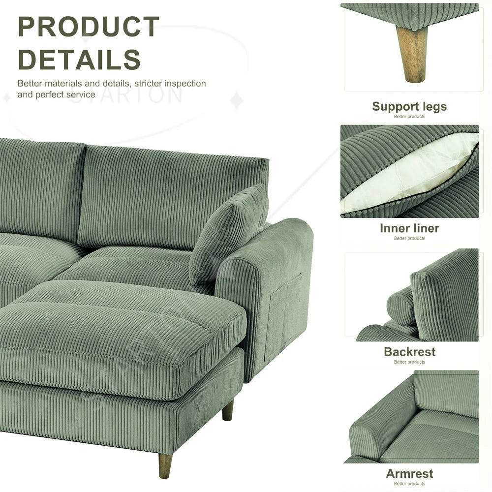 121" Modular Sectional Sofa Couch L Shaped Upholstered Sofa With Chaise Cushion Oversized 6 Seater Couches Sofas For Living Room