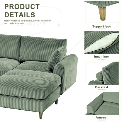 121" Modular Sectional Sofa Couch L Shaped Upholstered Sofa With Chaise Cushion Oversized 6 Seater Couches Sofas For Living Room