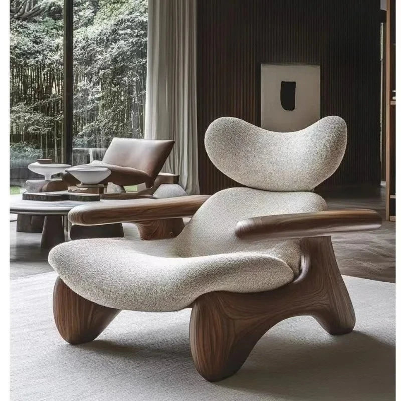 New medieval solid wood single sofa chair original art model room club exhibition hall leisure chair