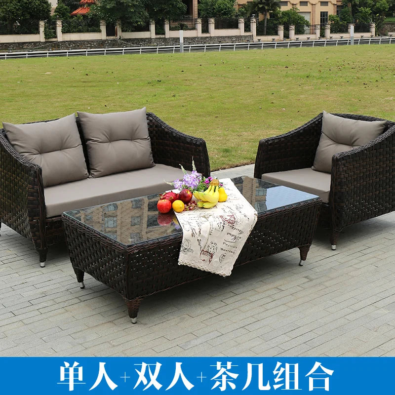 Leisure Courtyard Garden Sofas Outdoor Simple Homestay Coffee Table Garden Sofa Terrace Pe Rattan Furniture Sofá Exterior MHHYSF