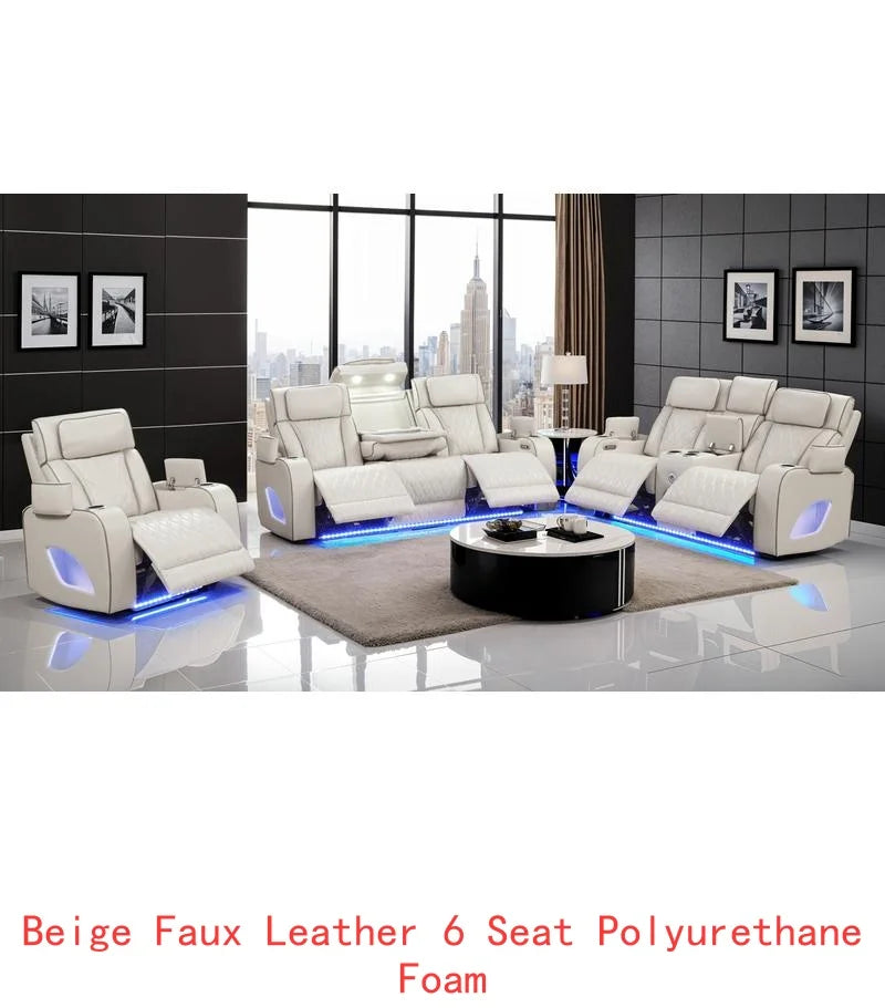Modern Style Upholstery Recliner 3PC Living Room Set, Wood Frame, Massage Function Included, Gray Color, NJ Inventory