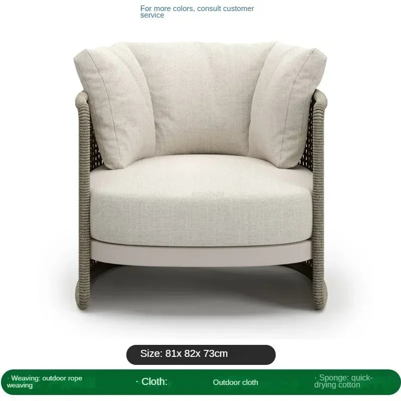 Luxury Rattan Outdoor Sofas Retro Garden Furniture Leisure Home Balcony Patio Set Nordic Rainproof and Sunproof Rope Sofa Chair