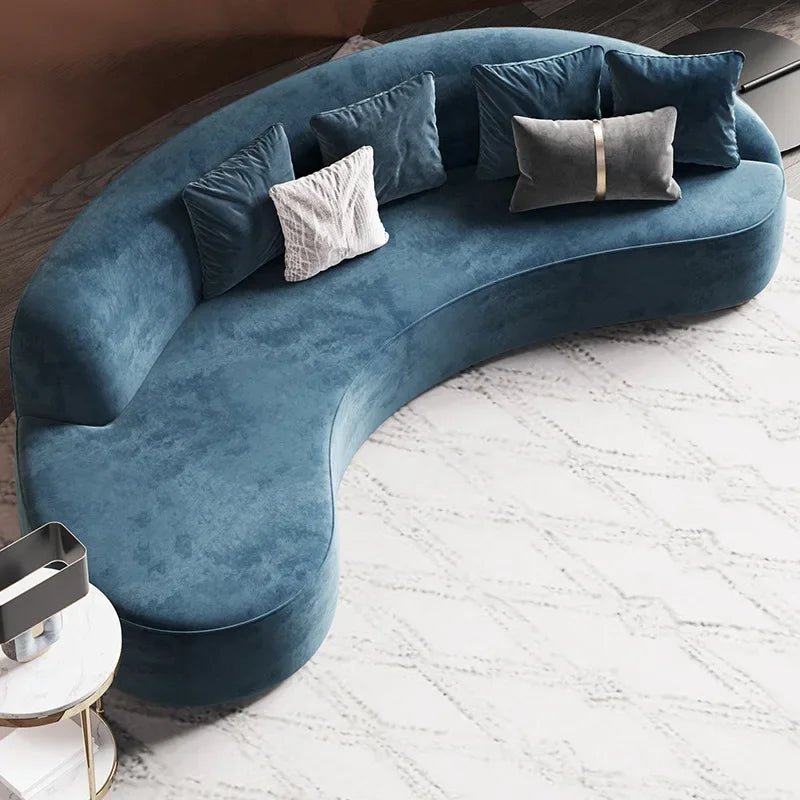 Modern Comfortable Velvet Fabric Couches for Home Luxury Commercial Sofas Set Furniture Couch Living Room Curved 3 Seater Sofa