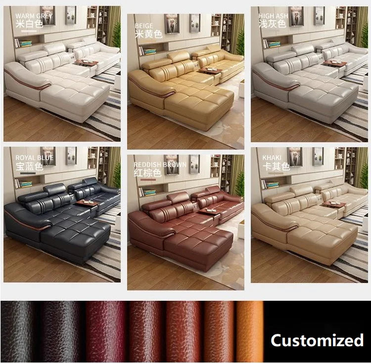 New Fashion L Shape Smart Massage Couch Living Room Furniture Leather Sofas