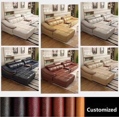 New Fashion L Shape Smart Massage Couch Living Room Furniture Leather Sofas