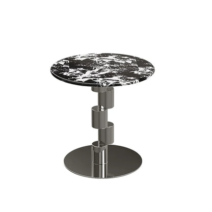Medieval-Style Napoleon Marble Coffee Table, Designer Model for Home Use, Stainless Steel Corner Table for Living Room, Light Luxury Side Table for Bedroom