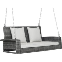 2Person Outdoor Porch Swing Bench with Heavy Duty Frame for Patio Balcony Garden Rustproof Chains and Comfortable Cushions for