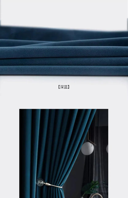 Luxury Nordic Minimalist Blackout Velvet Curtains for Bedroom Living Room Orange Home Decor Custom Tulle and Valance