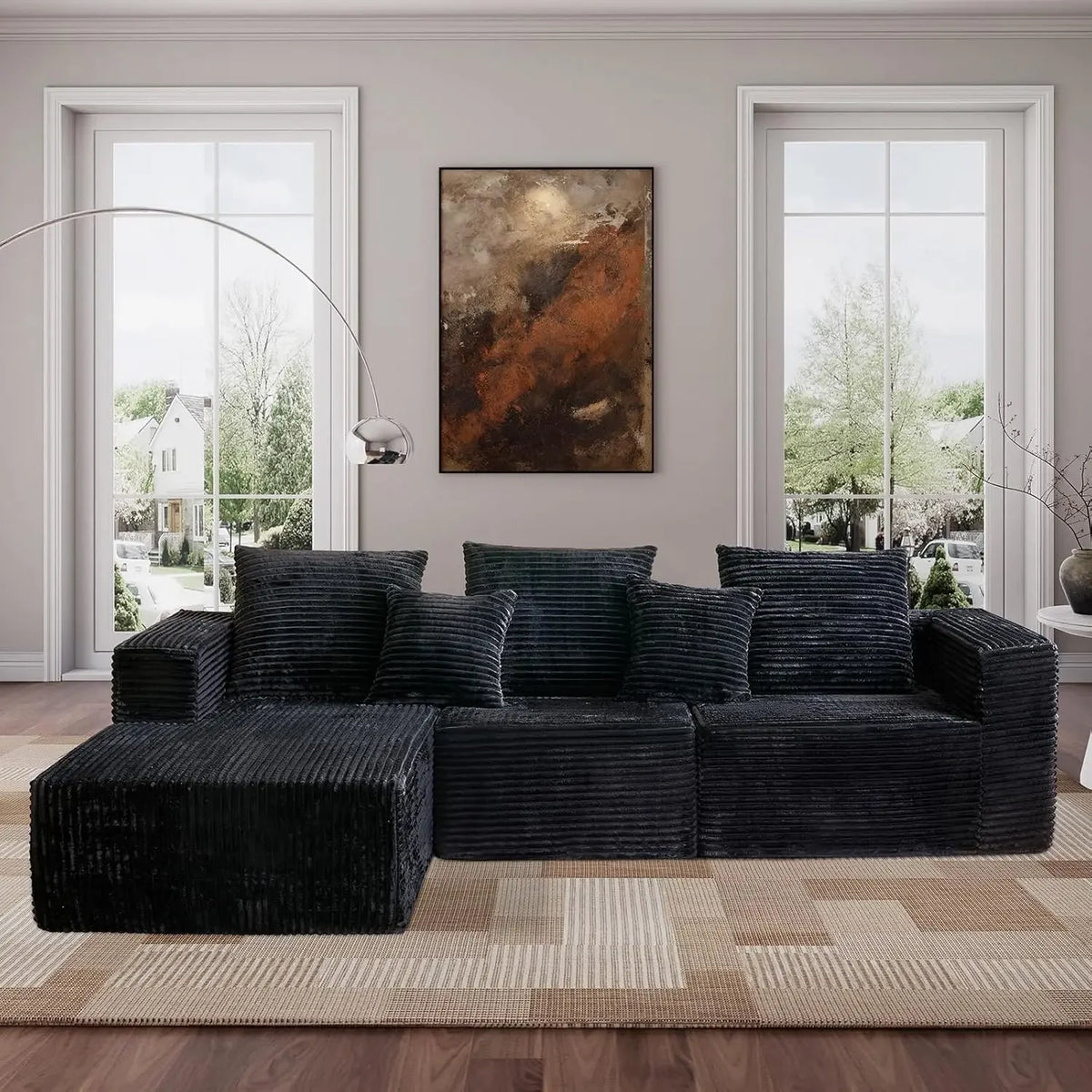 108'' Modular Cloud Sectional Sofa L-Shaped Deep Seat Couch with Right Chaise Living Room Boneless Couches for Comfortable