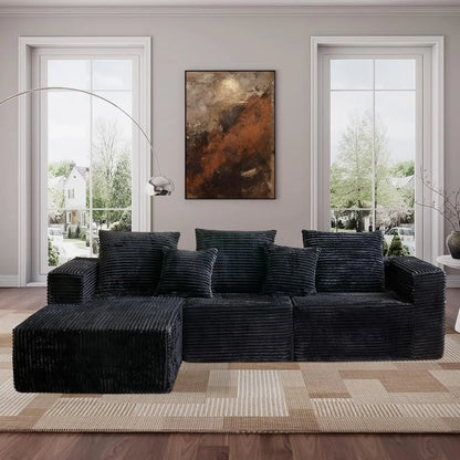 108'' Modular Cloud Sectional Sofa L-Shaped Deep Seat Couch with Right Chaise Living Room Boneless Couches for Comfortable