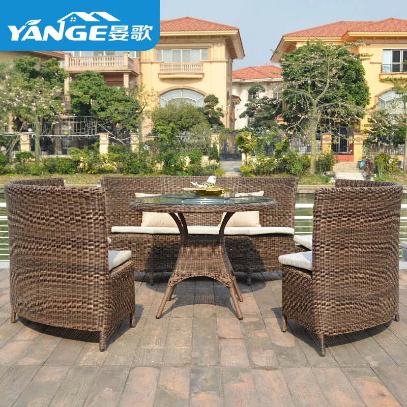 Outdoor rattan chair three-piece balcony leisure rattan table and chair creative rattan chair combination courtyard garden