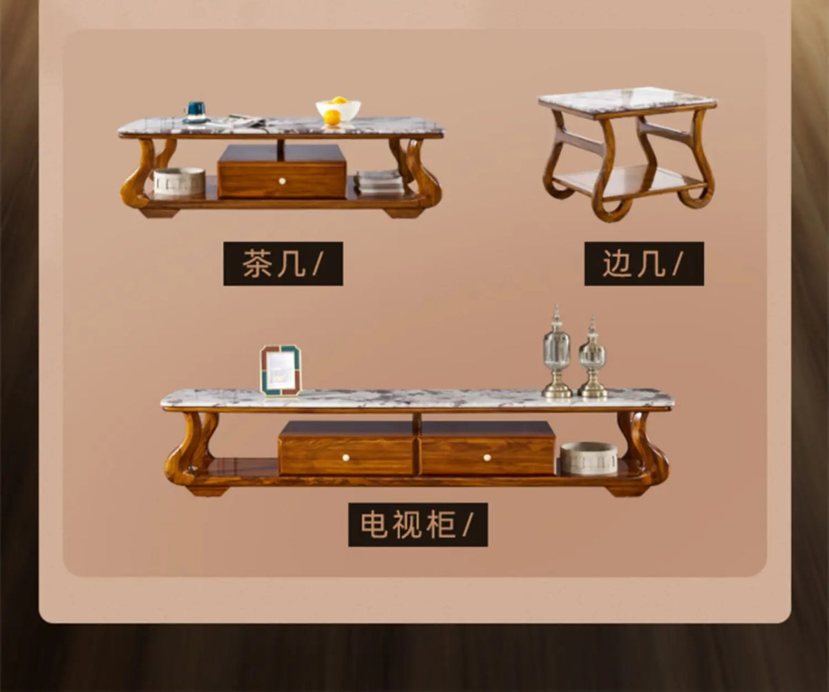 A38 Leather Sofa Luxury Villa Living Room New Chinese Style First Layer Cowhide European Solid Wood Home