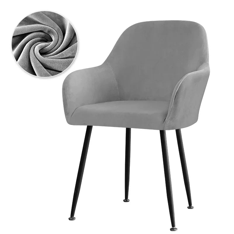 Thick Velvet Chair Covers Plush Fleece High Arm Chair Cover Elastic Slipcover All-inclusive Solid Chair Cover