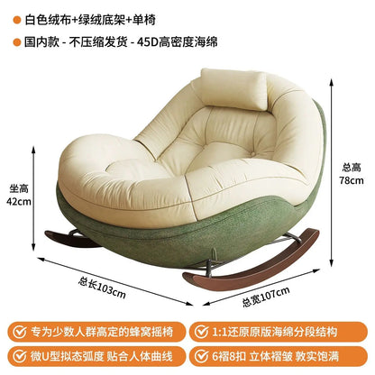 Modern Teddy Fleece Rocking Chair Upholstered Leisure Rocker Lounge Chair For Living Room Bedroom Balcony