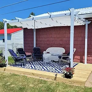 10' x 13' Outdoor Aluminum Pergola White Heavy-Duty Retractable Pergola Patio Metal with Double Sun Shade Canopy for Gardens De
