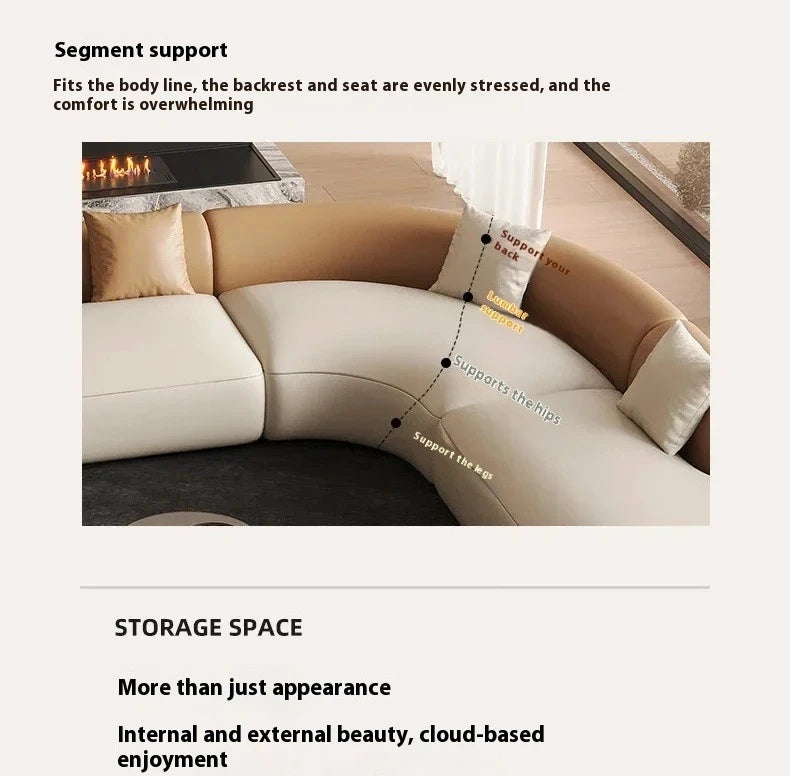 Curved Individual Living Room Sofas Corner Recliner Luxury Nordic Sofas Modern Cloud Single Floor Designer Wood Divano Furniture