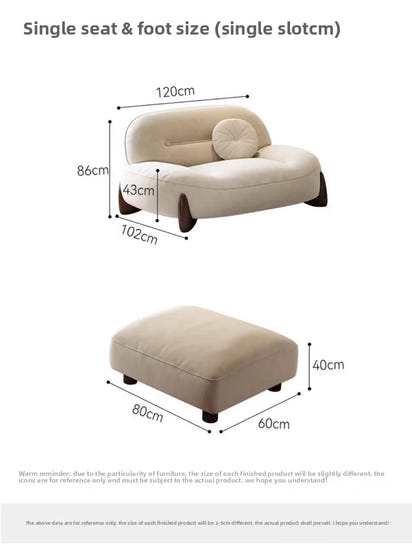 Very simple cream wind and cloud velvet fabric sofa small apartment living room straight row light luxury sofa